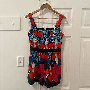 Peter Pilotto Abstract Print Romper Sleeveless Structured Fit & Flare
